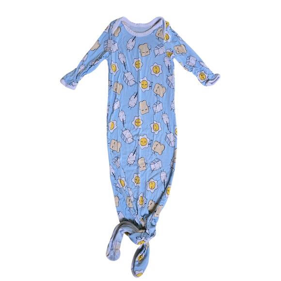Little Sleepies Bamboo Blue Eggs Milk Toast Knotted Sleep Night Gown Newborn - Picture 1 of 4